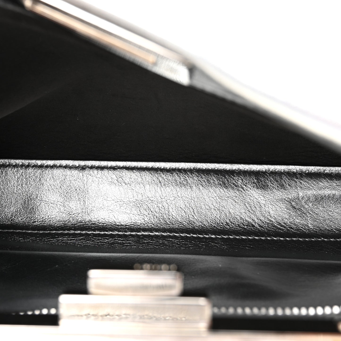 Vitello Catalan Mirror Medium Peekaboo Iconic Satchel Argento
