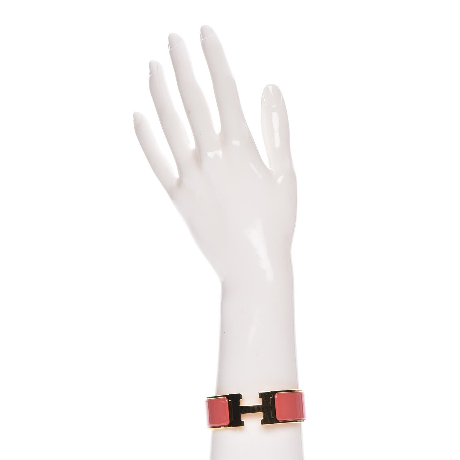 Hermes Enamel Wide Clic Clac H Bracelet PM Rouge Corail 2 of 5