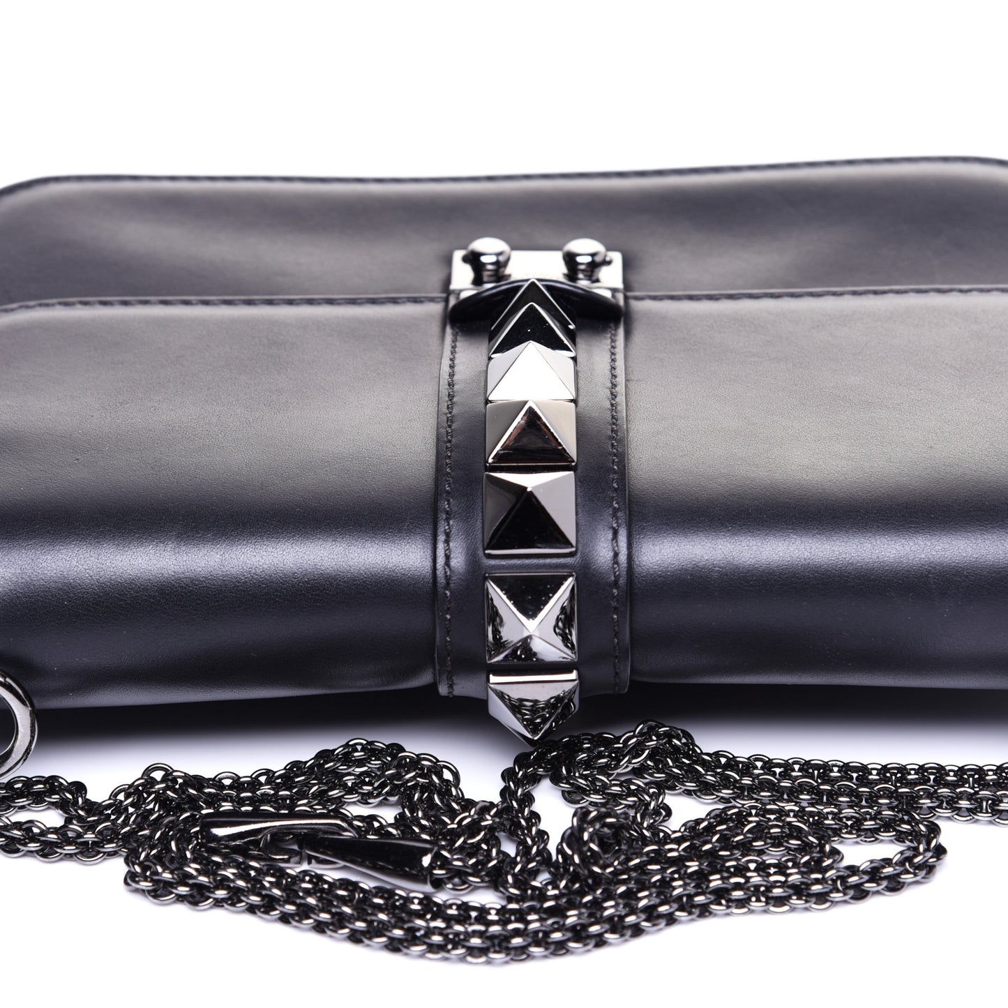 Vitello Medium Glam Lock Rockstud Flap Black