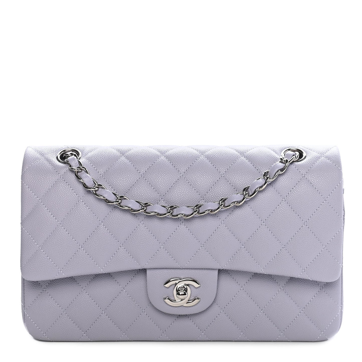 Caviar Quilted Medium Double Flap Light Purple