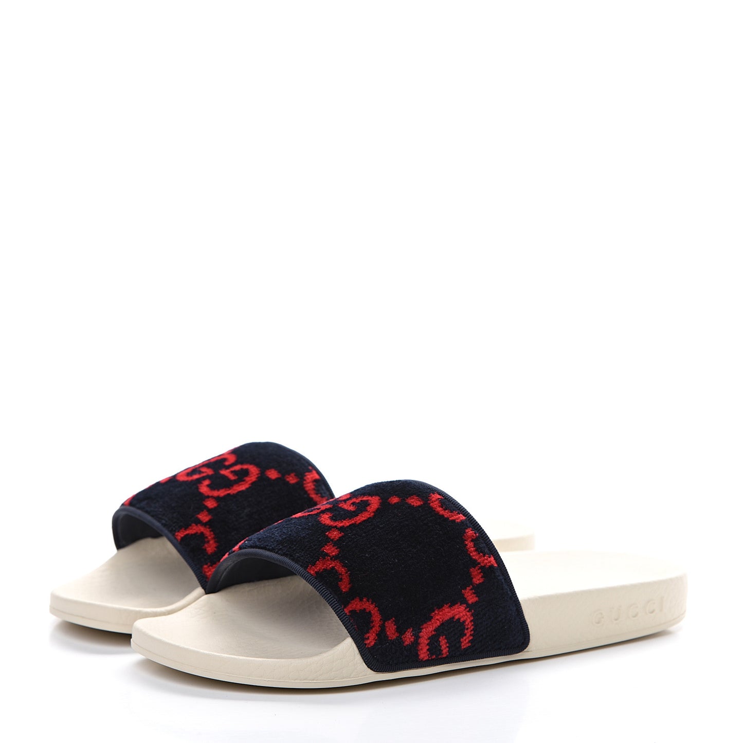 Terry Cloth GG Monogram Slide Sandals 35 Blue Red