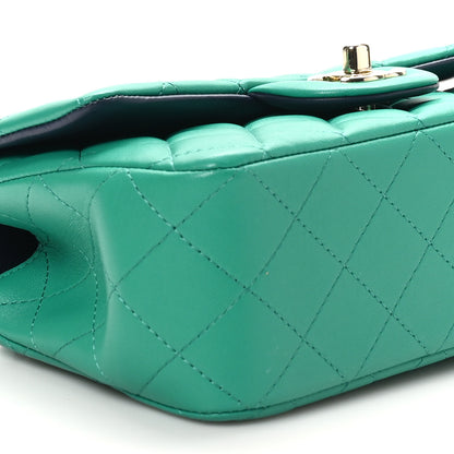 Chanel Lambskin Quilted Bi-Color Mini Top Handle Rectangular Flap Green Dark Blue 9 of 10