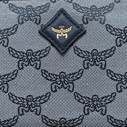 MCM Lauretos Jacquard Nappa Small Shoulder Bag Indigo 7 of 9