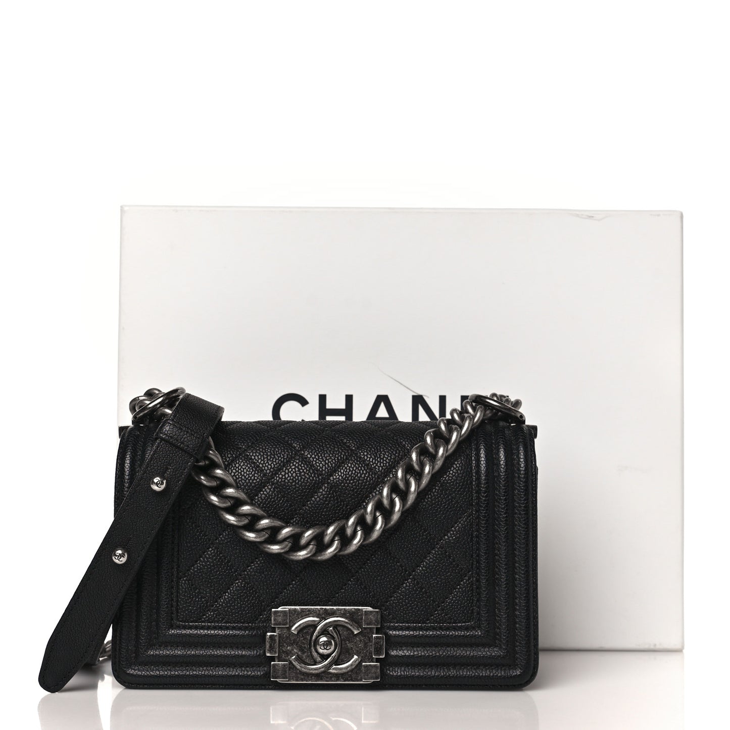 Caviar Quilted Small Boy Flap Black