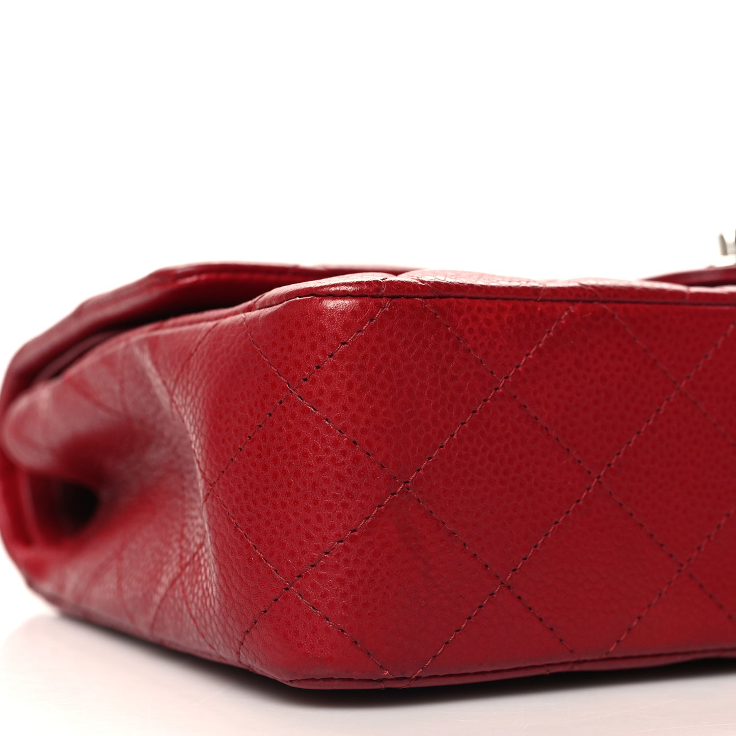 Caviar Quilted Medium Double Flap Dark Red