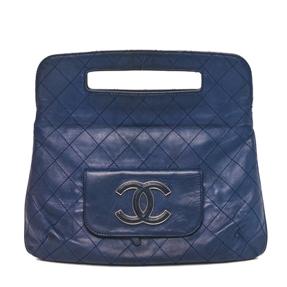 Chanel Lambskin Diamond Stitch Convertible Clutch Navy 5 of 11