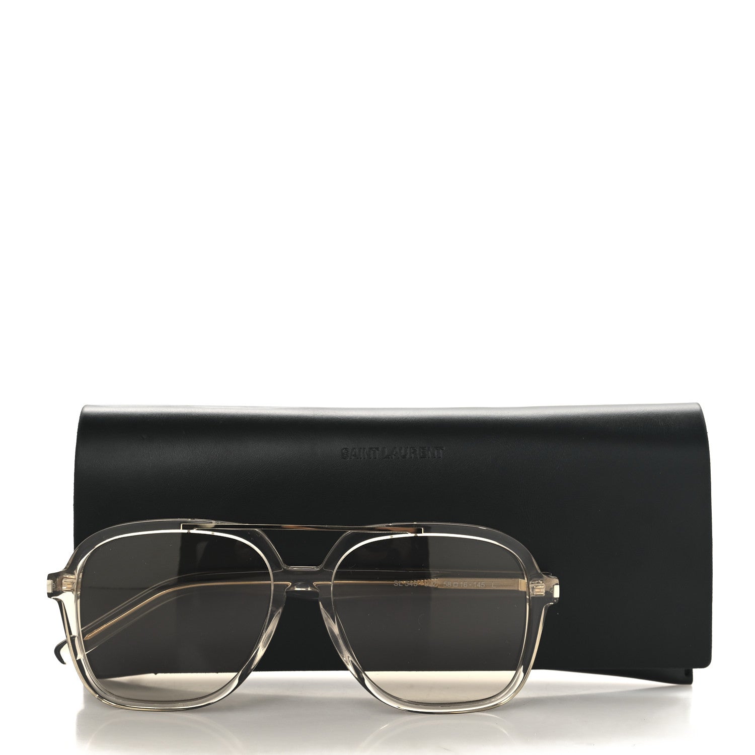 Saint Laurent Acetate Geometric Aviator Sunglasses SL 545 Transparent Cream Light Gold 8 of 8