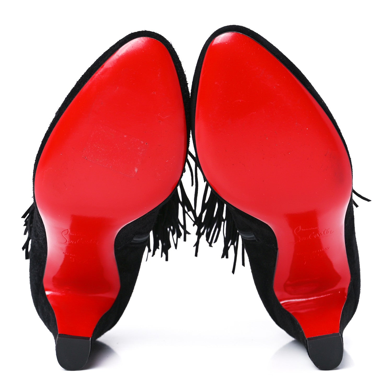 Christian Louboutin Veau Velours Fringe Ankle Boots 35.5 Black 5 of 7