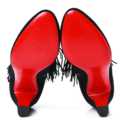 Christian Louboutin Veau Velours Fringe Ankle Boots 35.5 Black 5 of 7