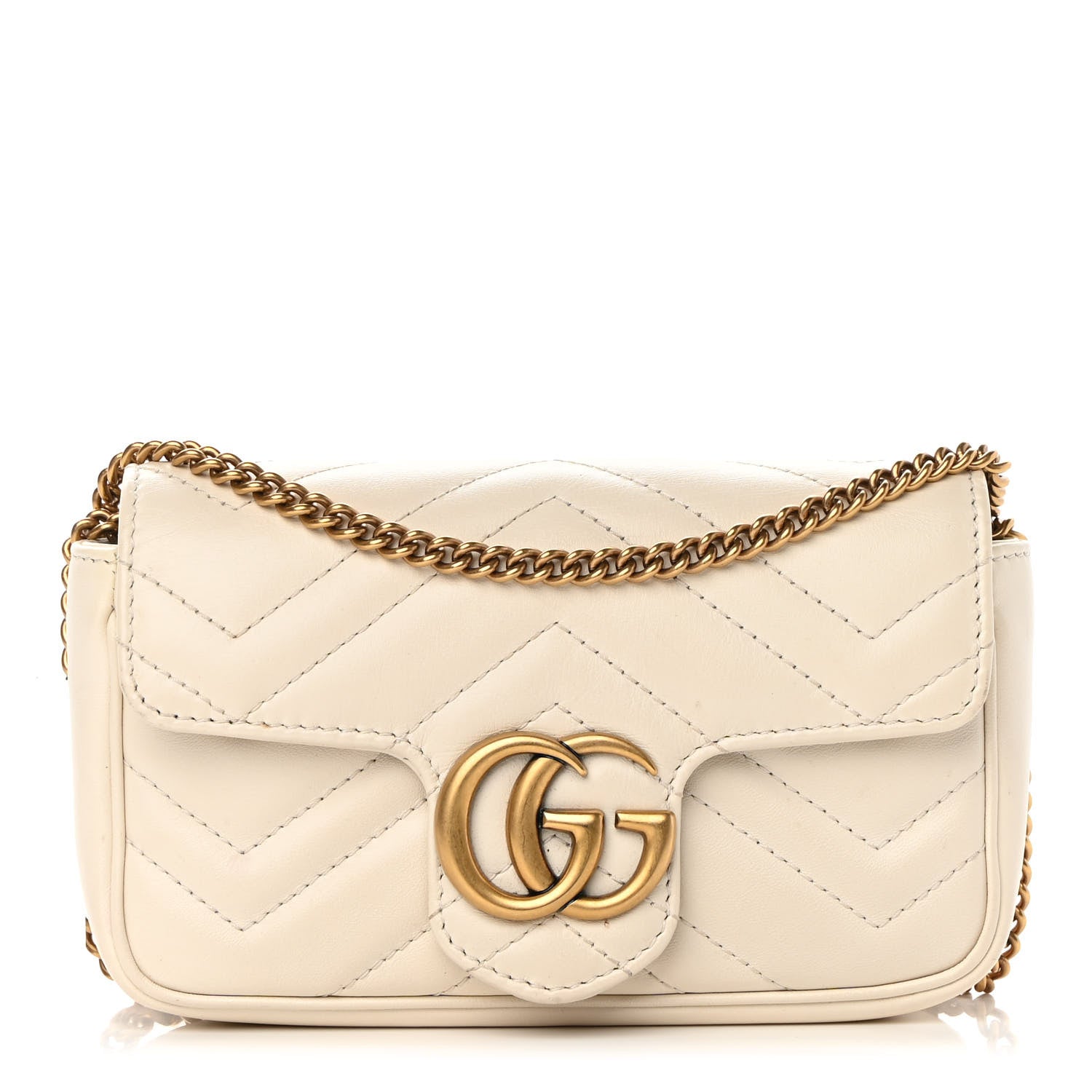 Gucci Calfskin Matelasse Super Mini GG Marmont Shoulder Bag White 1 of 16