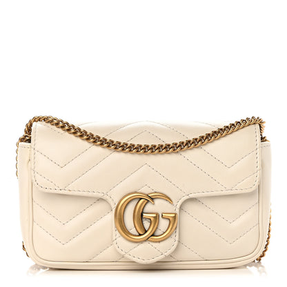 Gucci Calfskin Matelasse Super Mini GG Marmont Shoulder Bag White 1 of 16