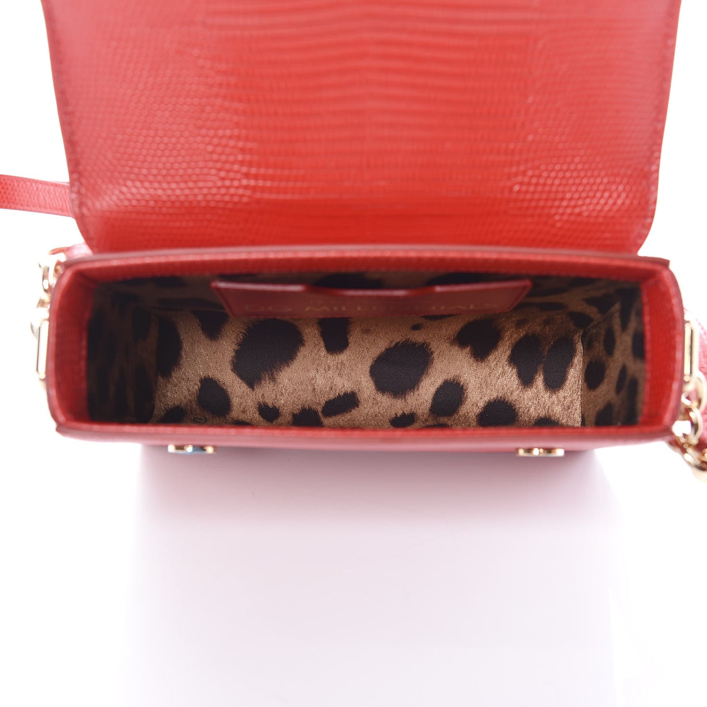 Stampa Iguana Calfskin Crystal Mini Milennials Shoulder Bag Rosso
