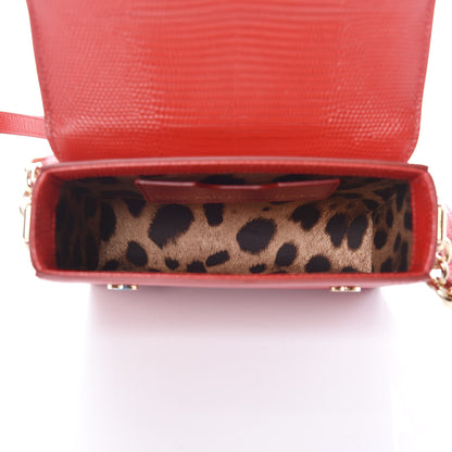Dolce & Gabbana Stampa Iguana Calfskin Crystal Mini Milennials Shoulder Bag Rosso 5 of 8