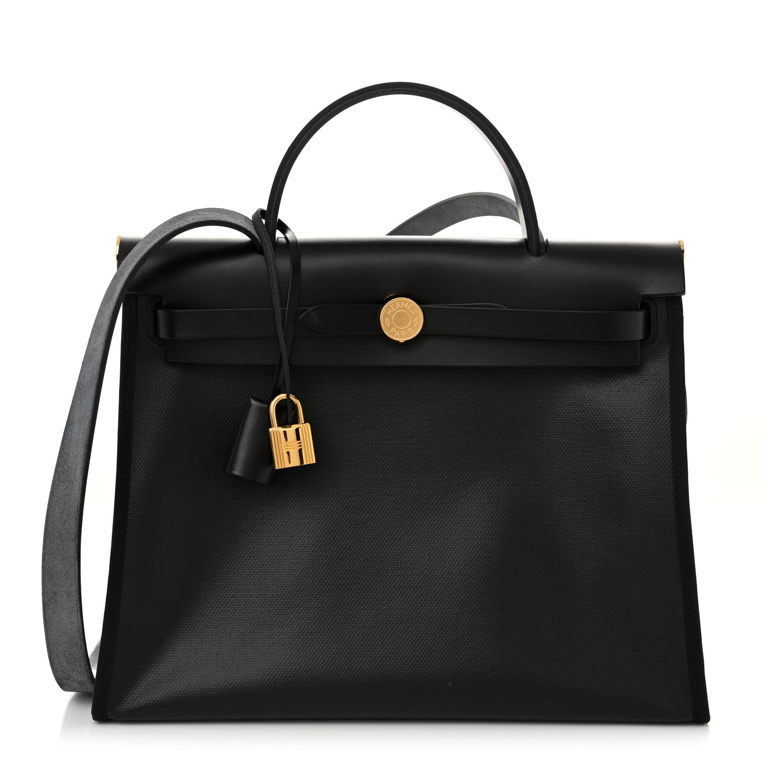 Hermes Toile H Berline Vache Hunter Herbag Zip PM 31 Black Ecru 1 of 12