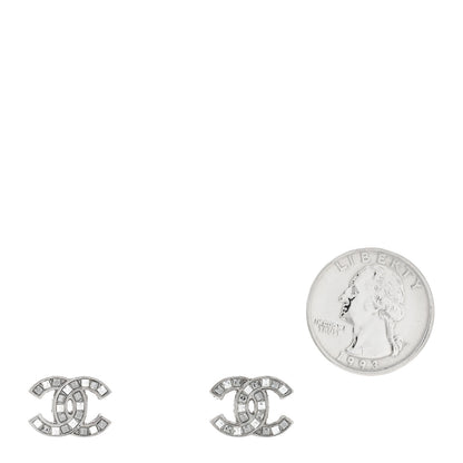 Chanel Baguette Crystal CC Earrings Silver Grey 2 of 4