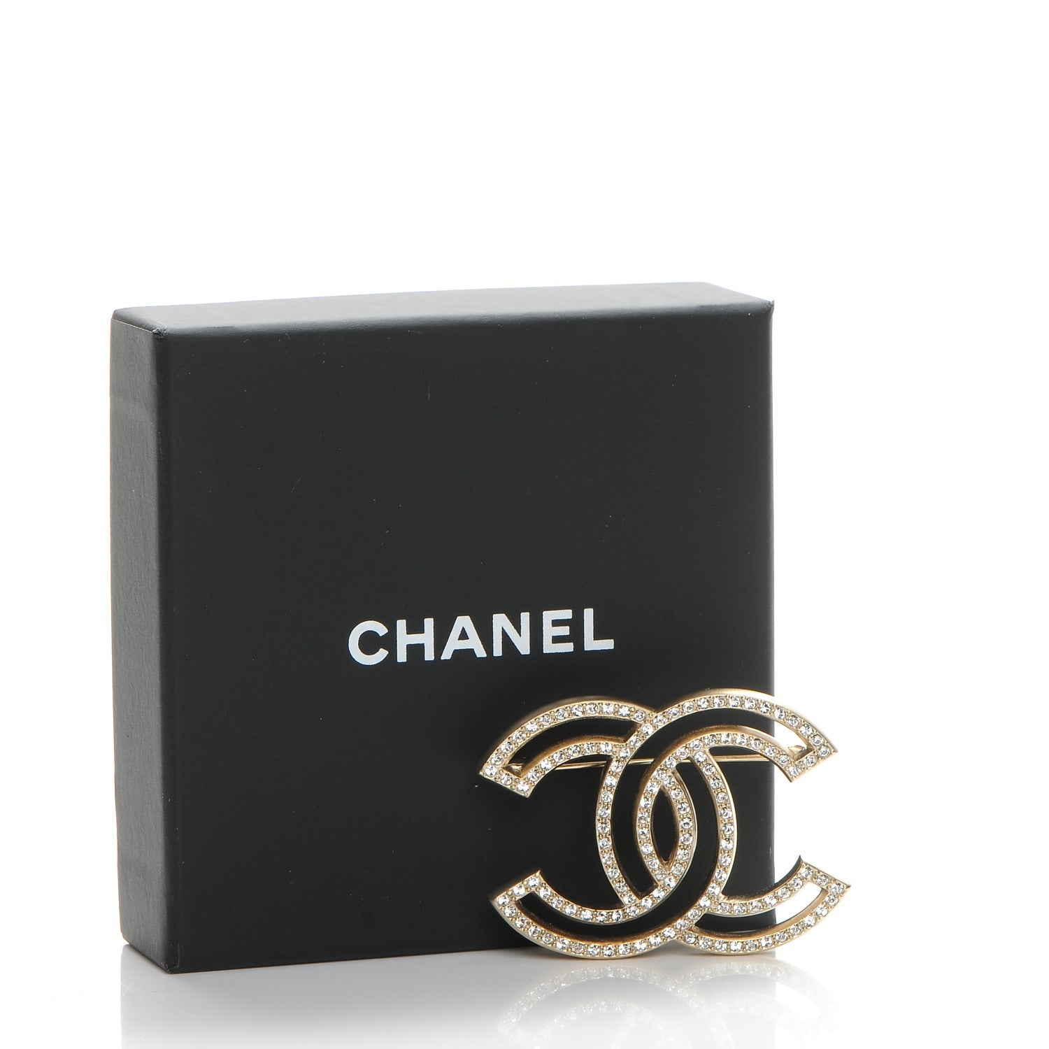 Chanel Crystal CC Brooch Light Gold 5 of 5