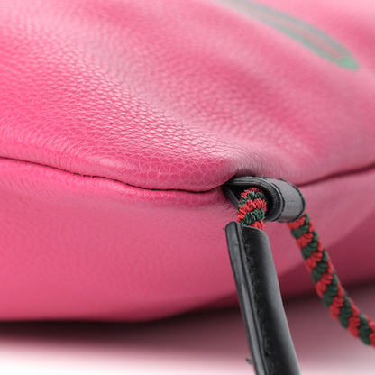 Gucci Grained Calfskin Logo Drawstring Backpack Box Pink Green Black 10 of 12