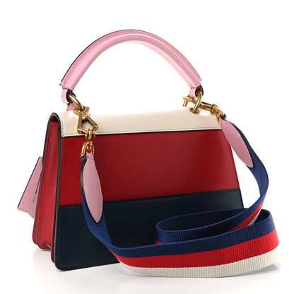 Gucci Calfskin Sylvie Web Small Queen Margaret Top Handle Bag Blue Agata Hibiscus Red Mystic White Sugar Pink 3 of 10