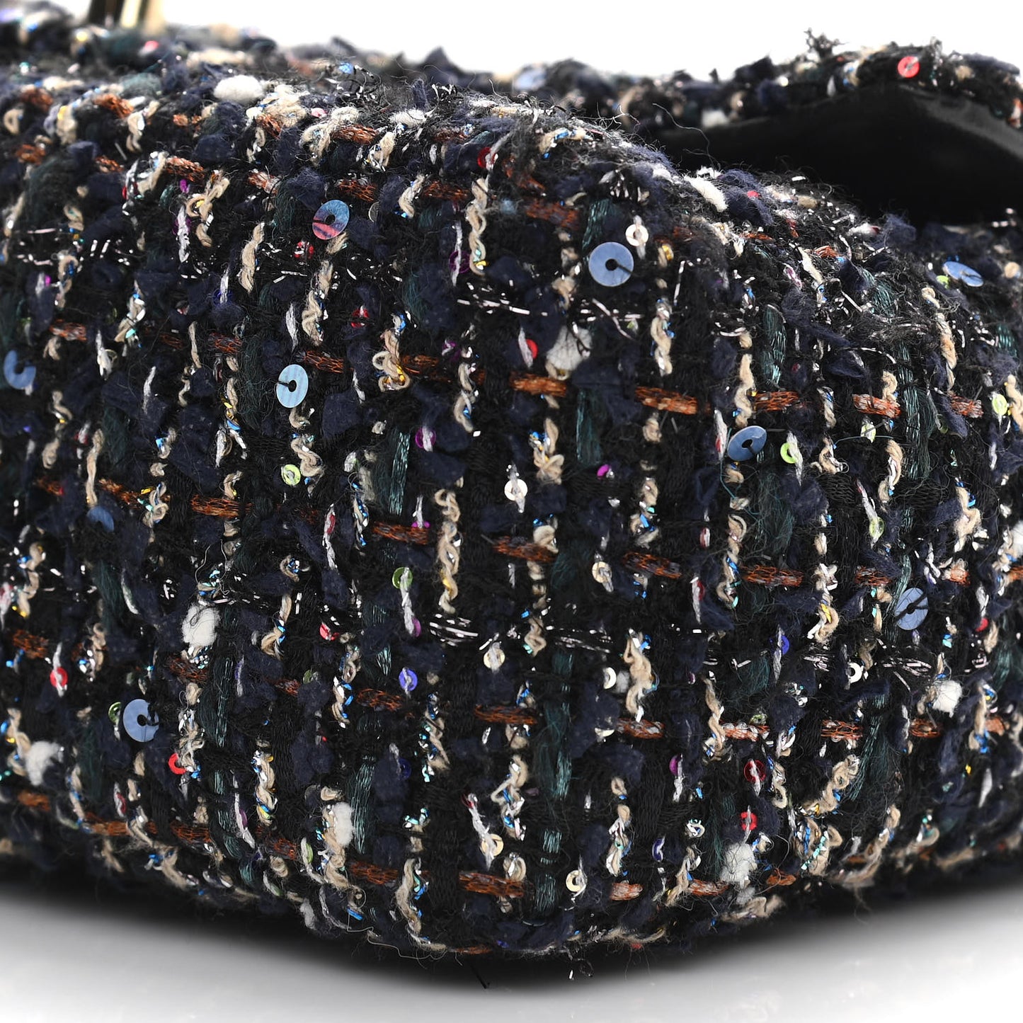 Glittered Tweed Quilted Mini Rectangular Flap Navy Blue Mulitcolor