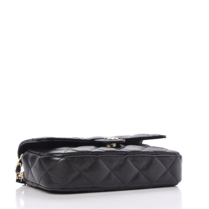 Chanel Caviar Quilted Flap Phone Holder With Chain Black 4 of 12