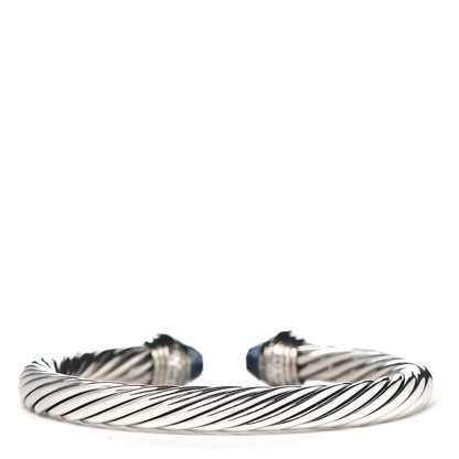 David Yurman Sterling Silver 14K Yellow Gold Blue Topaz 7mm Cable Classics Bracelet 3 of 4