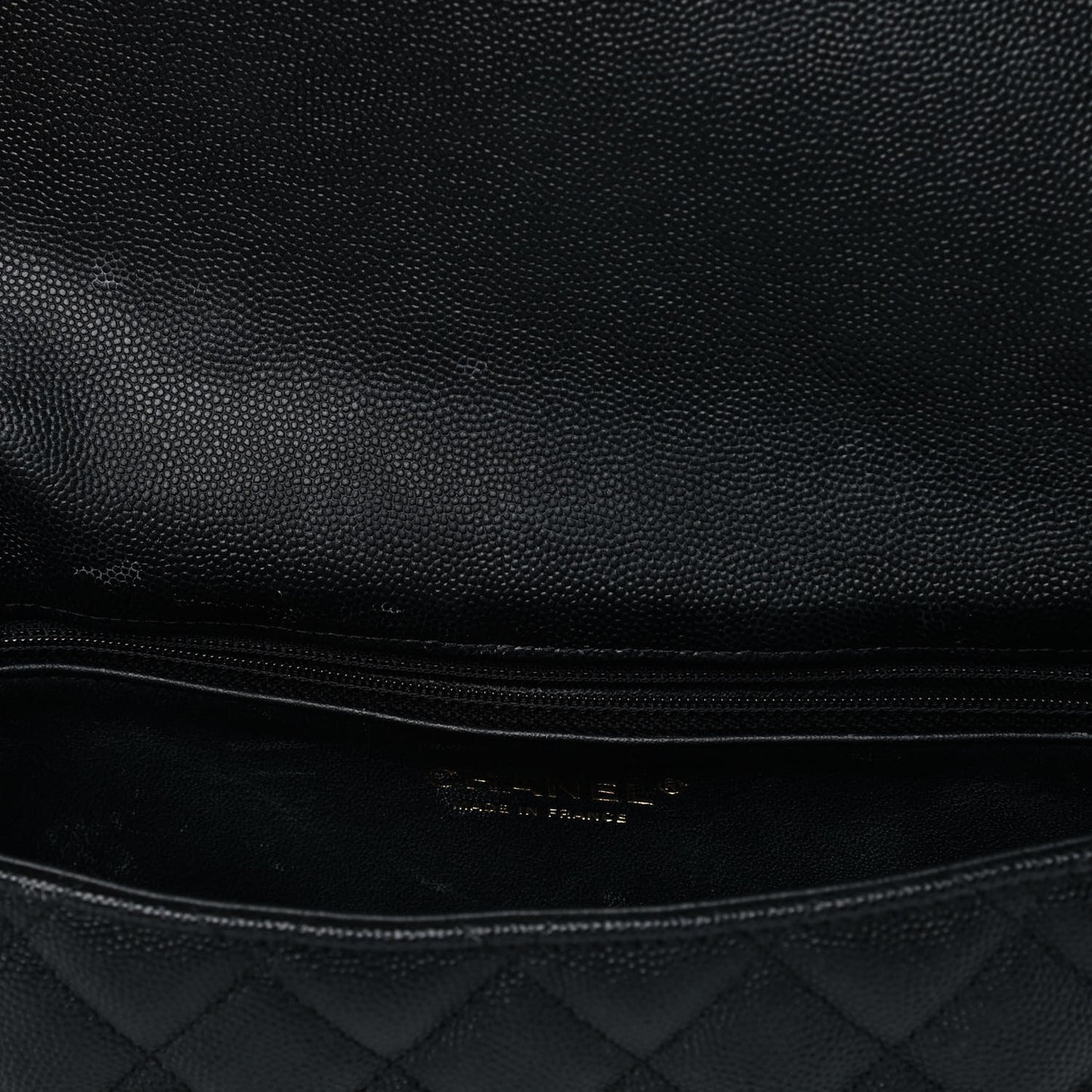 Caviar Quilted Flap Clutch Black