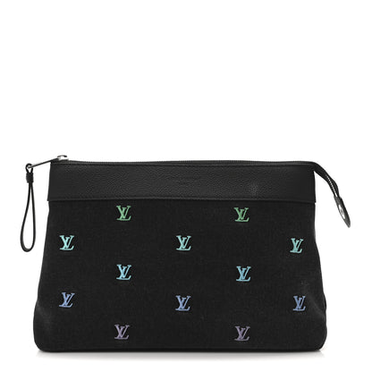 Louis Vuitton Blason Denim Pochette Voyage Souple Black Gradient Blue 1 of 9