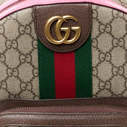 Gucci GG Supreme Monogram Textured Dollar Calfskin Web Small Ophidia Day Backpack Beige Ebony Fluorescent Fuchsia 9 of 11