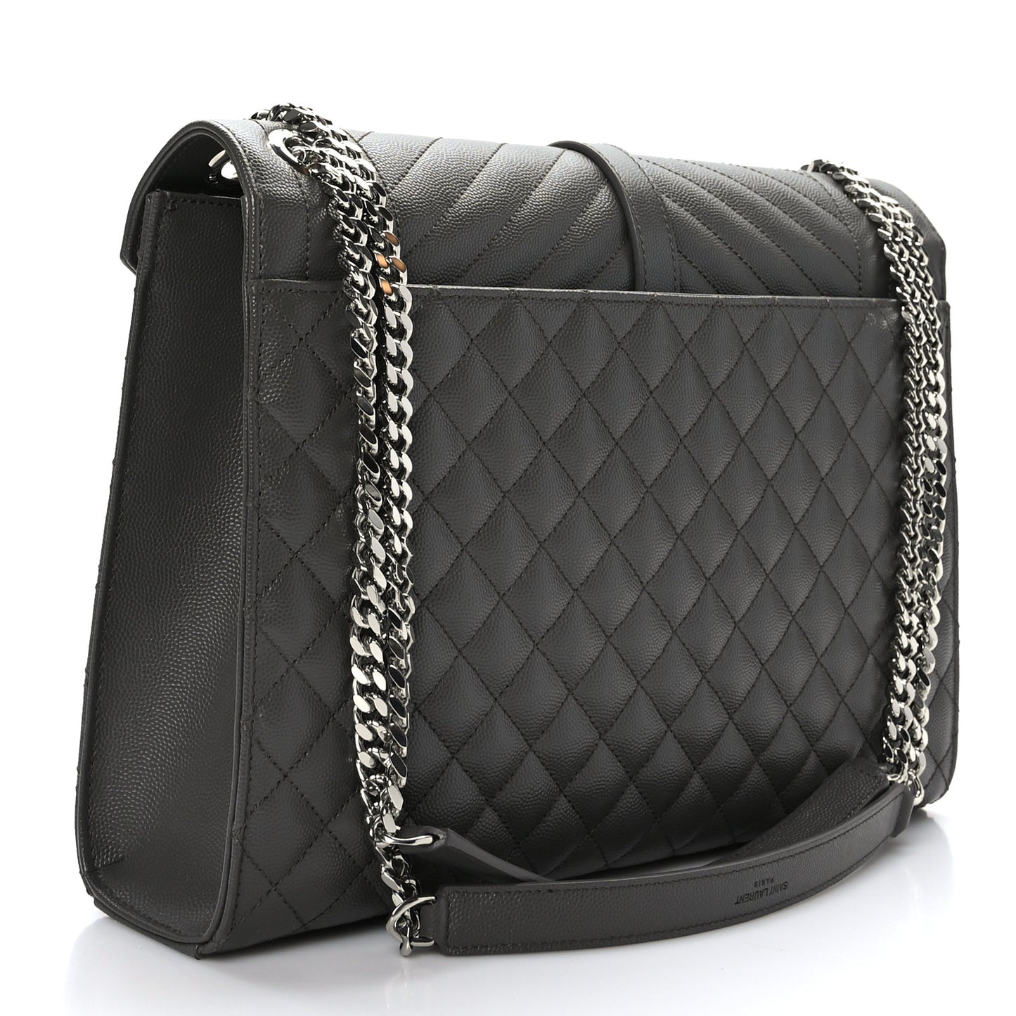 Grain De Poudre Textured Mixed Matelasse Large Triquilt Monogram Satchel Earth
