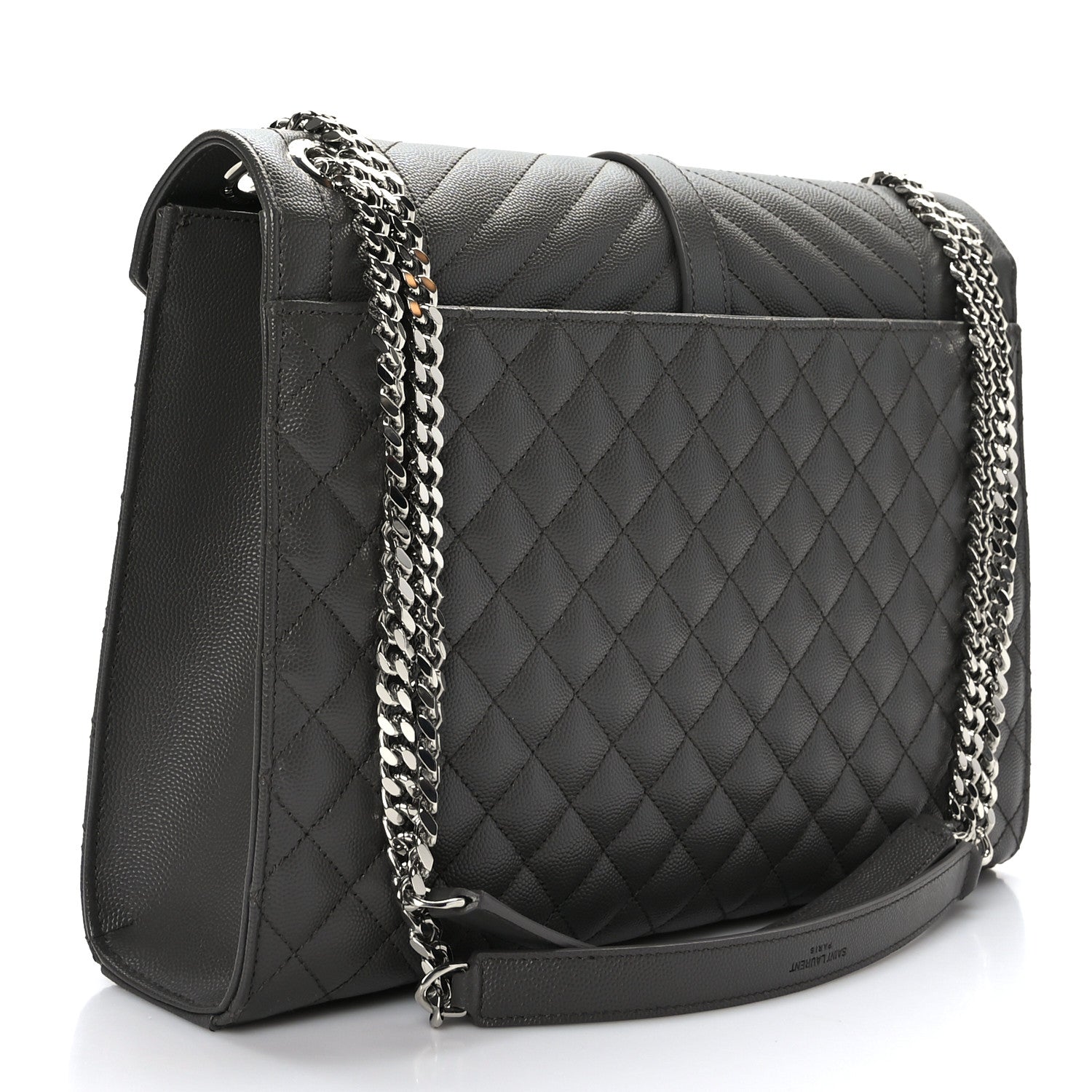Saint Laurent Grain De Poudre Textured Mixed Matelasse Large Triquilt Monogram Satchel Earth 2 of 10