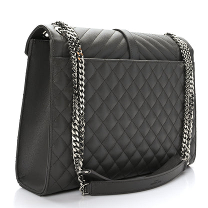 Saint Laurent Grain De Poudre Textured Mixed Matelasse Large Triquilt Monogram Satchel Earth 2 of 10