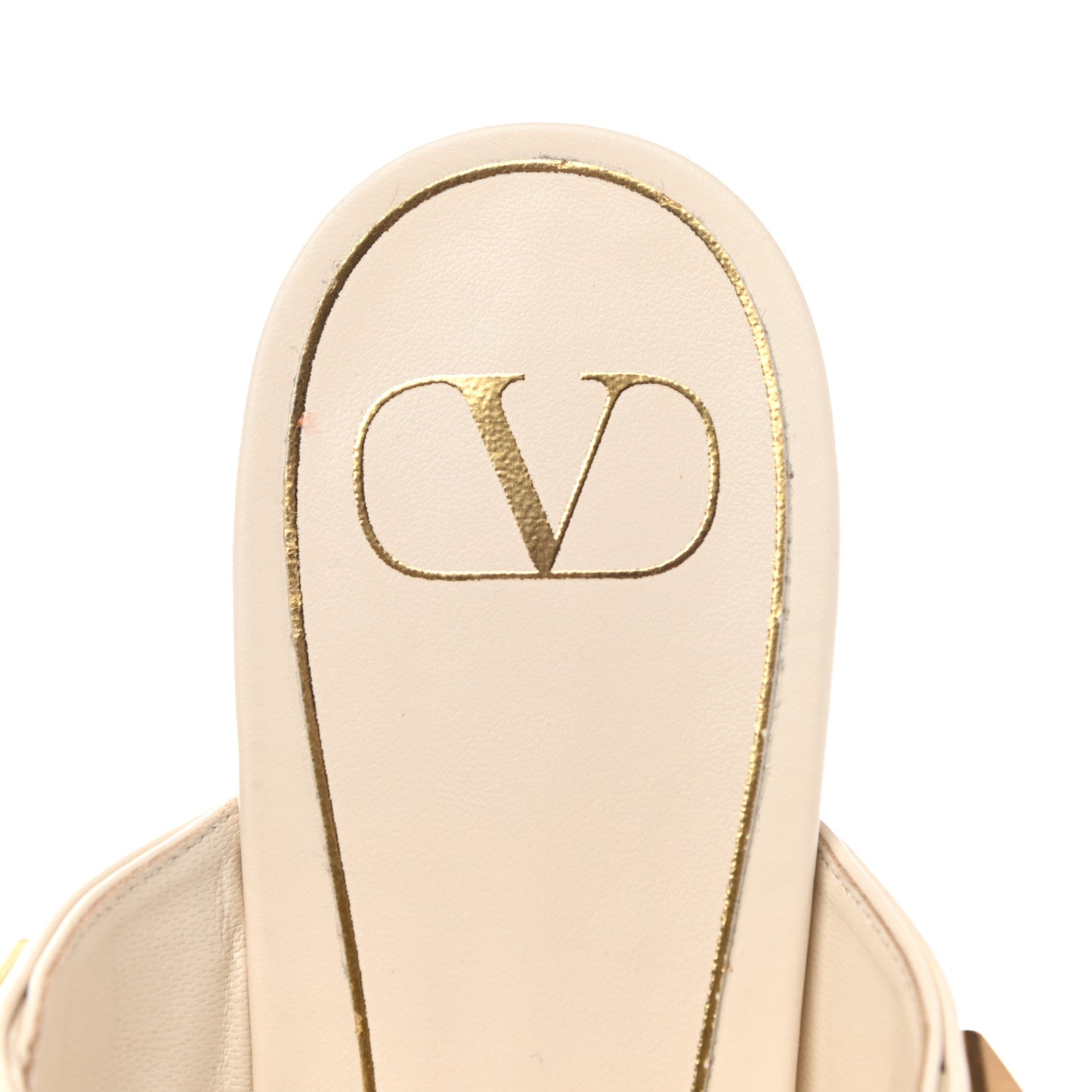 Calfskin Roman Stud Flat Mules 40 Light Ivory