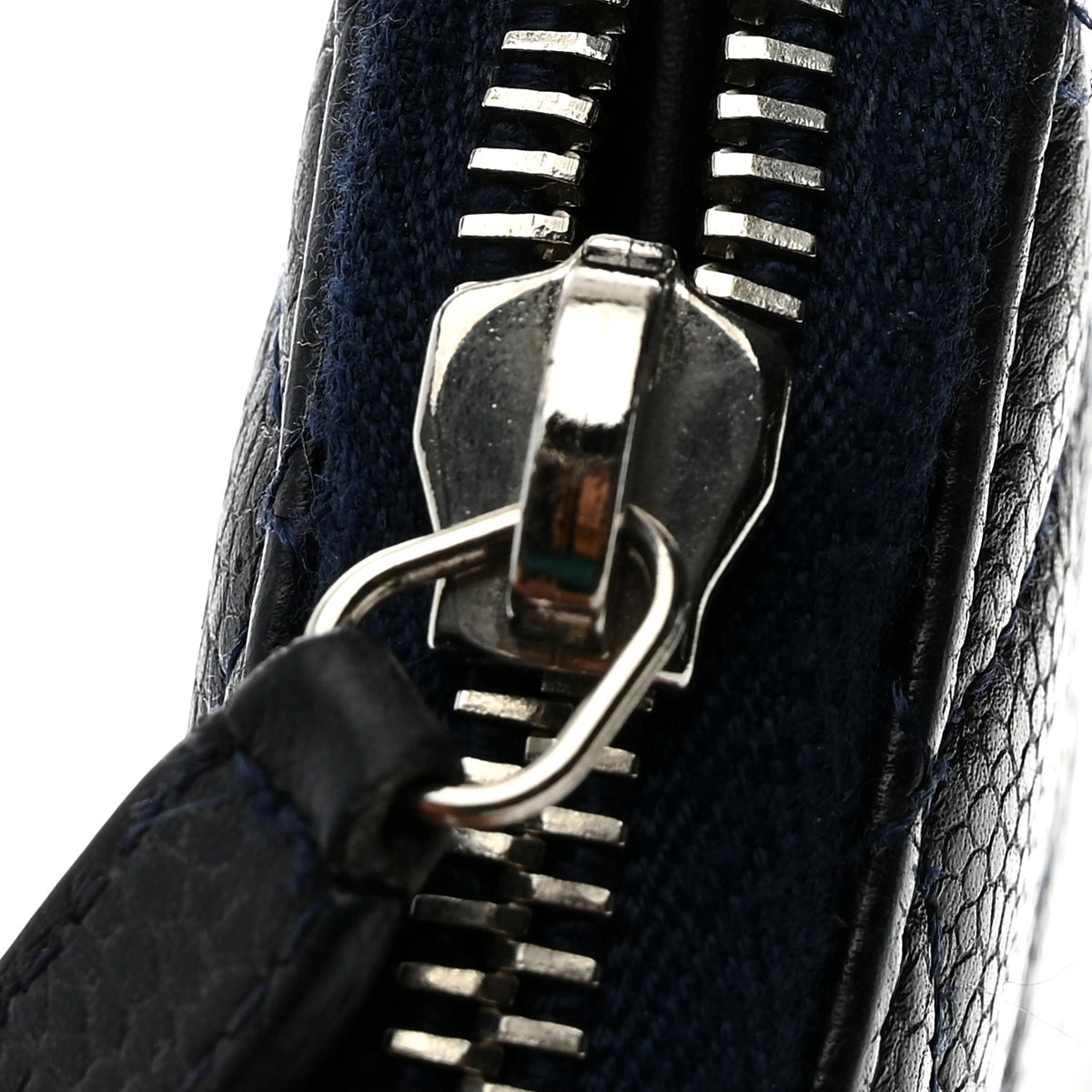 Caviar Quilted Large Gusset Zip Around Wallet Navy