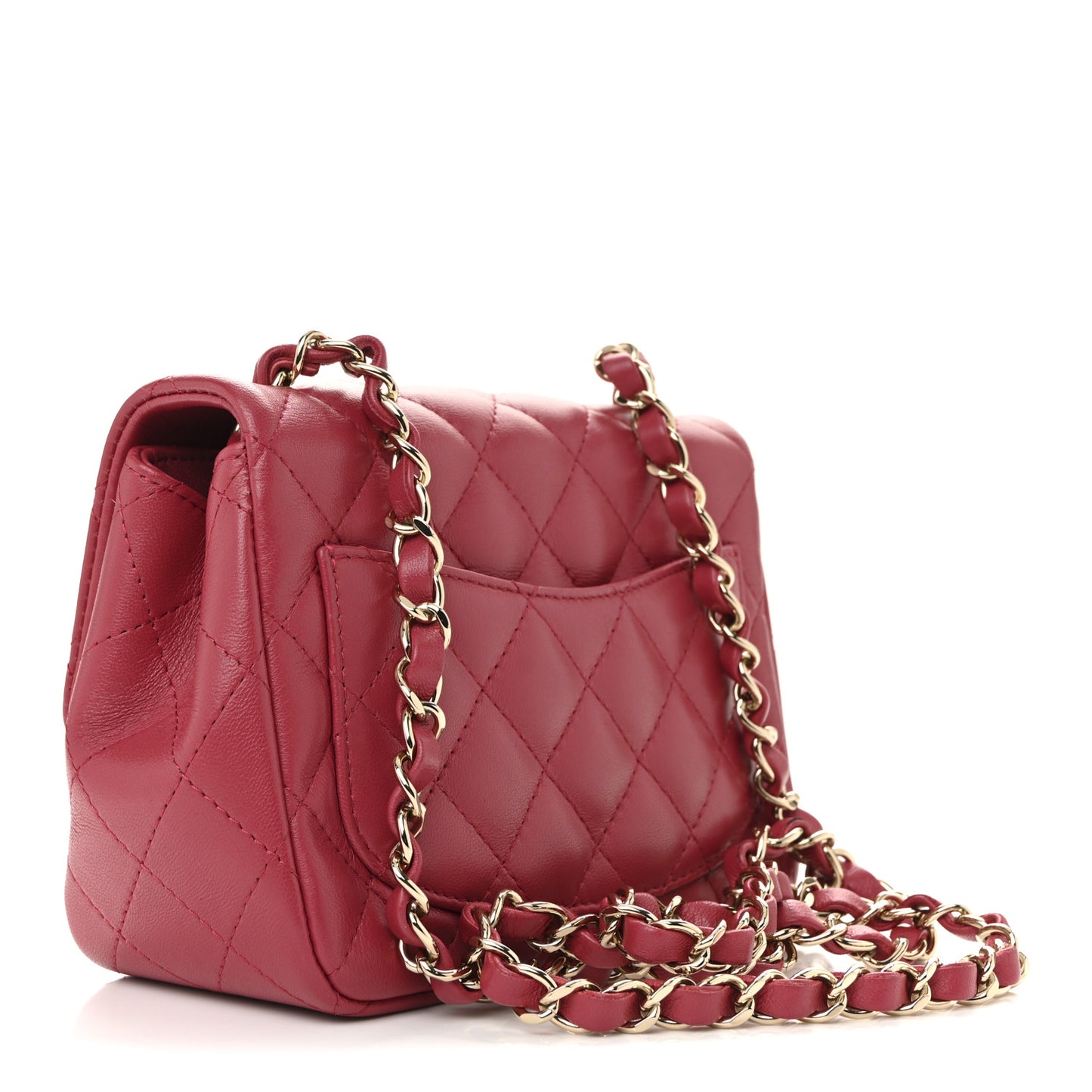 Lambskin Quilted Mini Square Flap Dark Pink