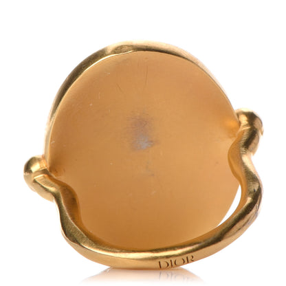 Christian Dior Resin Metal D Cameo Ring 5 Red White 3 of 4