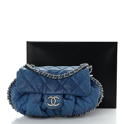 Chanel Washed Lambskin Quilted Medium Chain Around Messenger Blue 13 of 13
