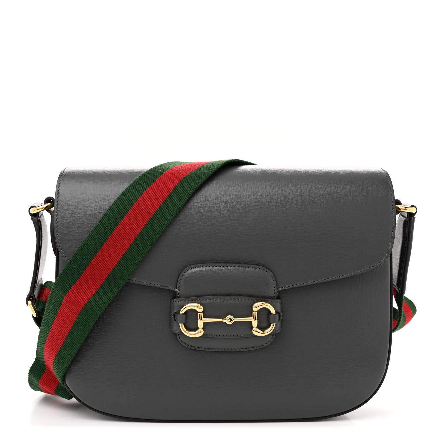 Gucci Azalea Calfskin Web Horsebit 1955 Shoulder Bag Graphite Grey 1 of 12