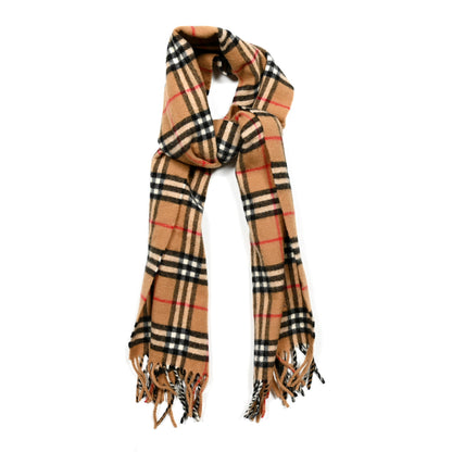 Burberry Lambswool Check Fringe Scarf Camel 1 of 3