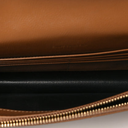 Saint Laurent Grain De Poudre Matelasse Chevron Monogram Envelope Chain Wallet Natural Dark 5 of 7