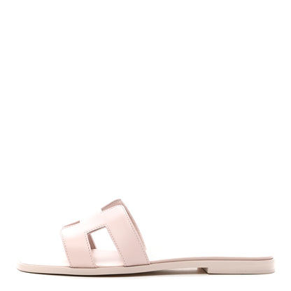Hermes Box Calfskin Oran Sandals 38 Rose Pale 1 of 7