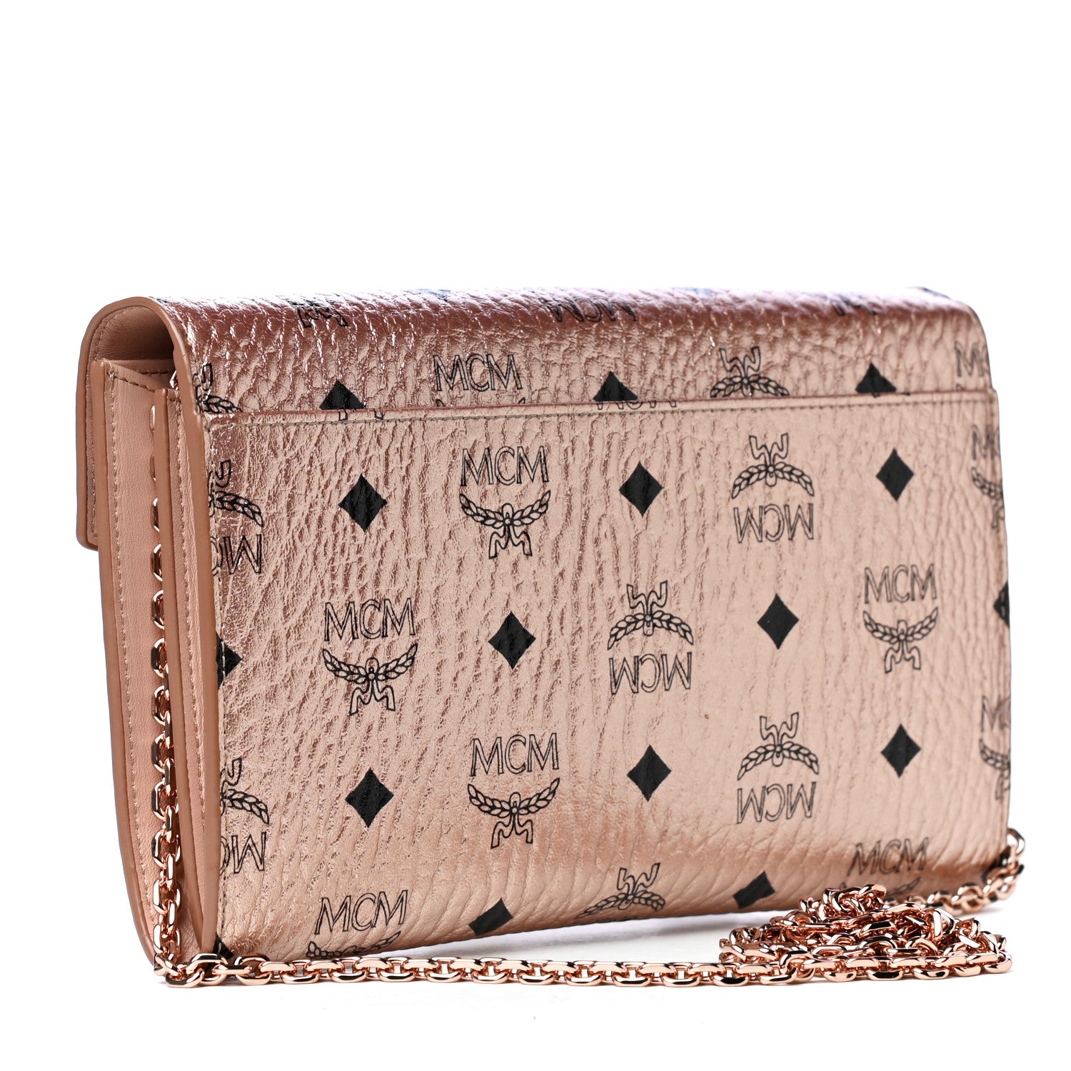 MCM Metallic Visetos Medium Patricia Wallet On Chain Champagne Gold 4 of 8