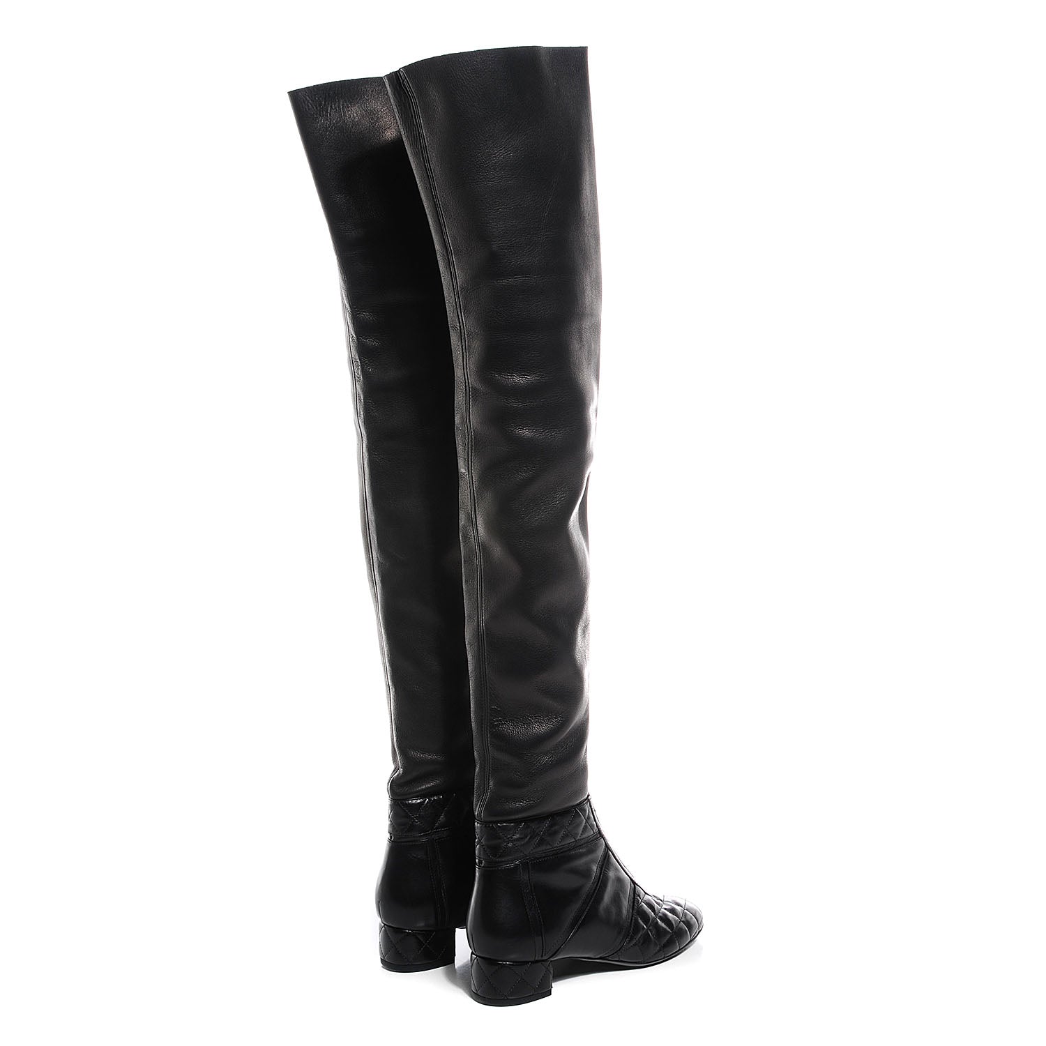 Chanel Lambskin Quilted Over the Knee Boots 36.5 Black 4 of 7