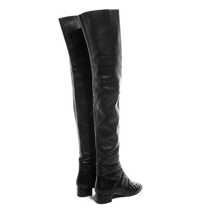 Chanel Lambskin Quilted Over the Knee Boots 36.5 Black 4 of 7