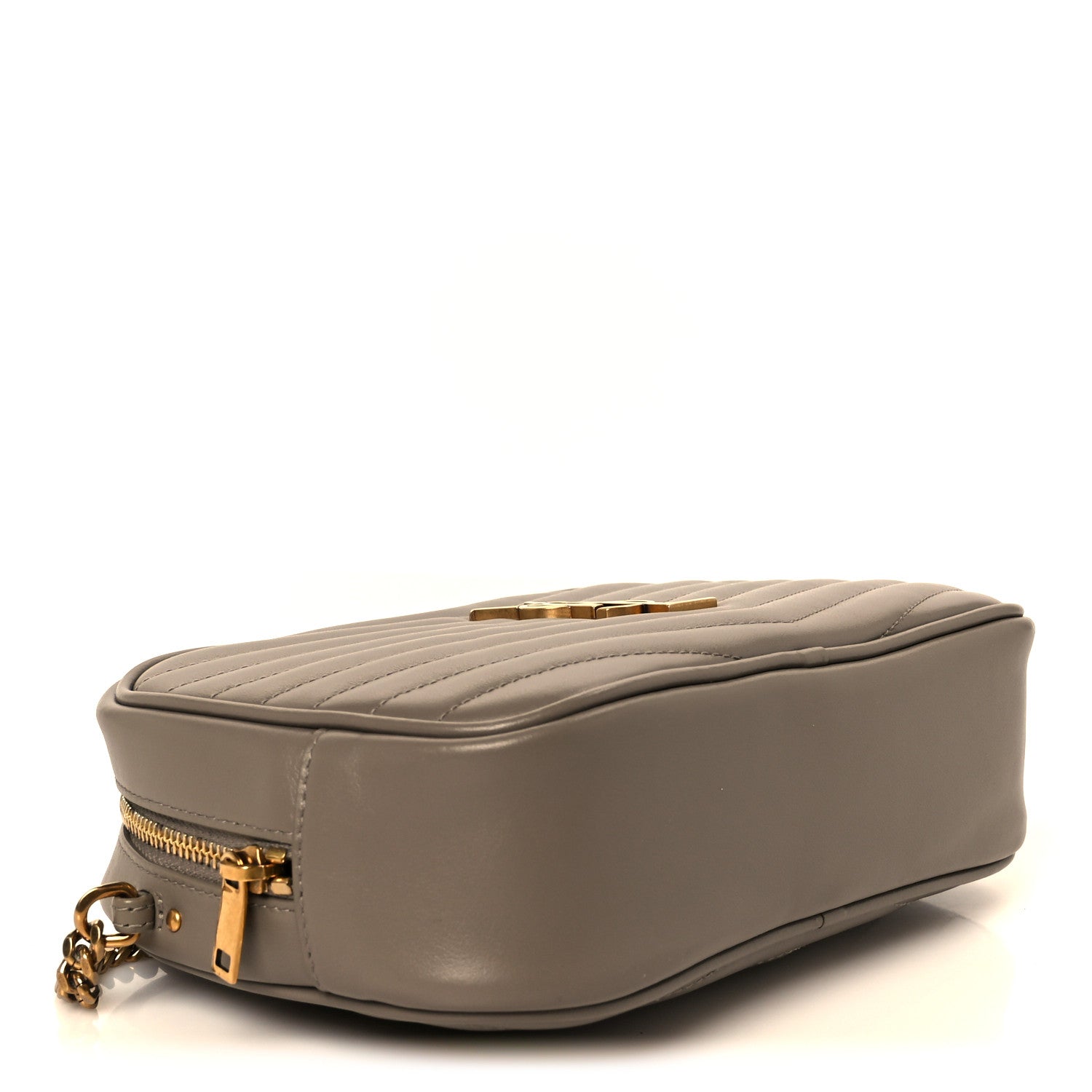 Saint Laurent Calfskin Matelasse Monogram Mini Lou Camera Bag Greyish Brown 4 of 9