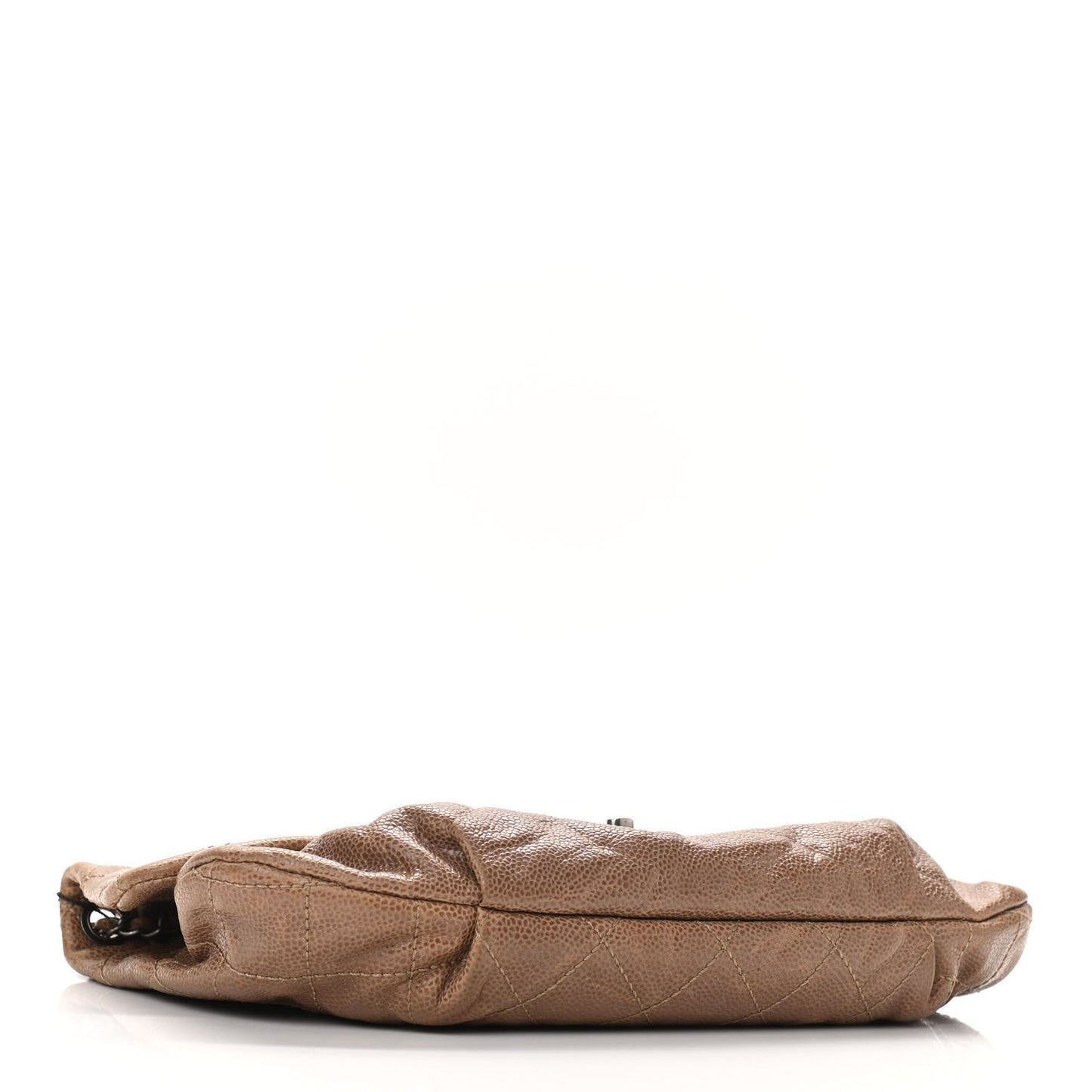 Caviar Quilted Medium Elastic Flap Brown
