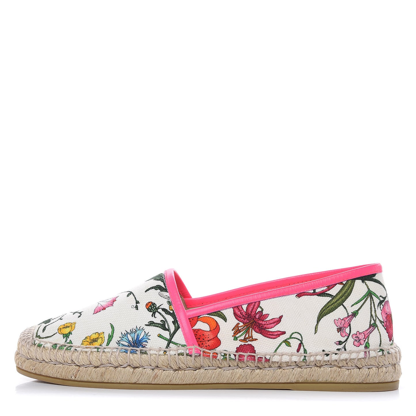 Canvas Flora Print Espadrilles 39 White Multicolor Fuxia