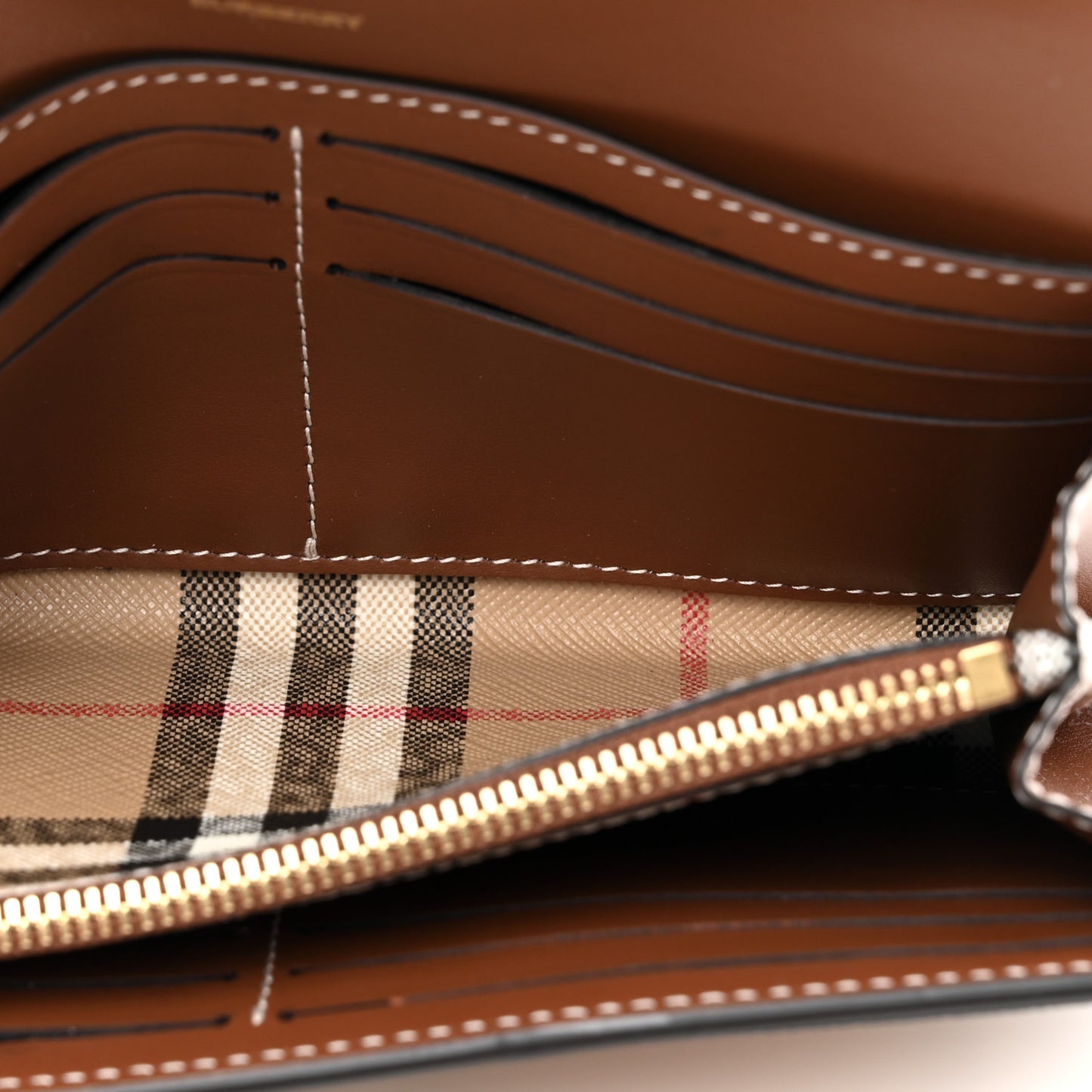 Vintage Check Grain Calfskin Halton Wallet Tan