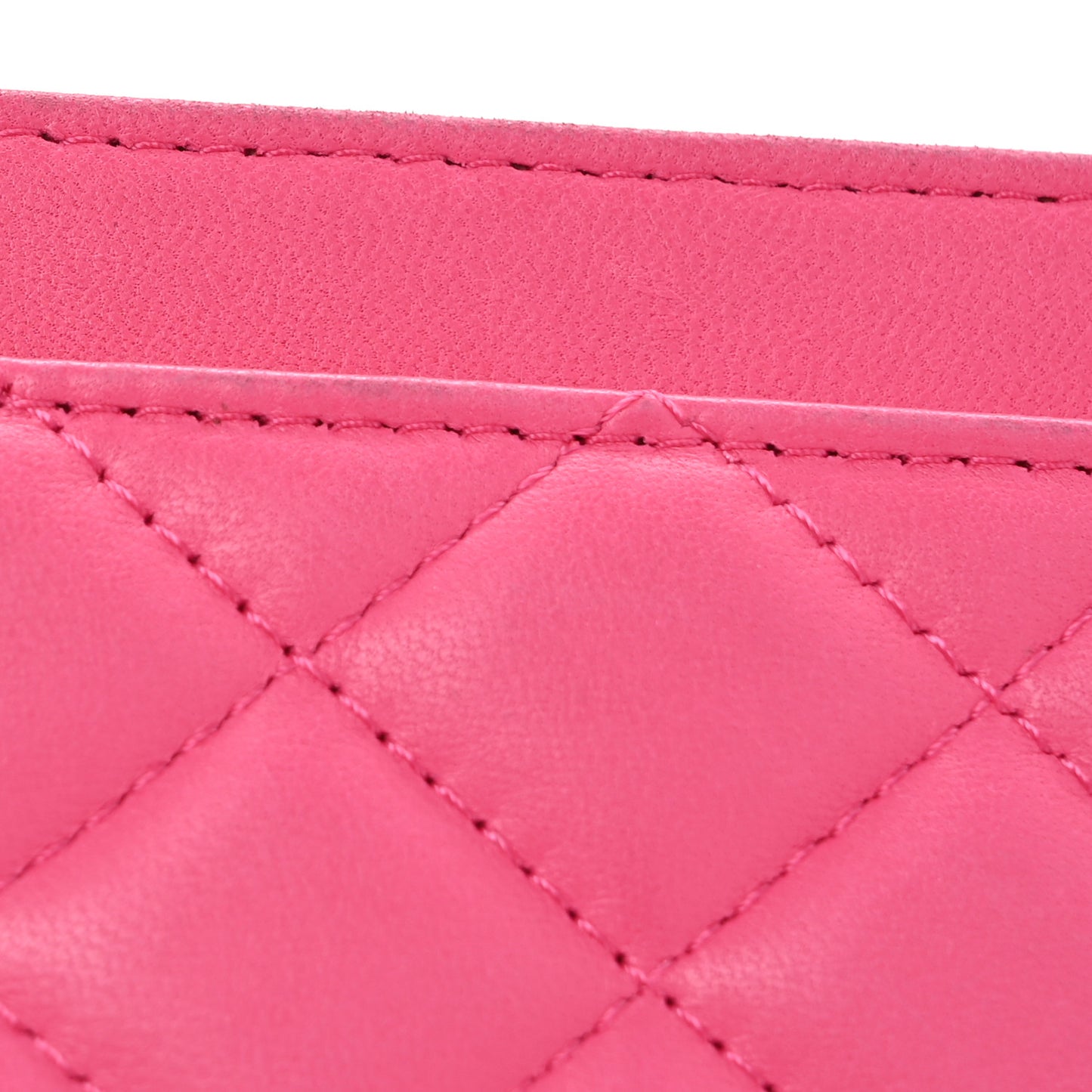 Lambskin Quilted Card Holder Wallet Dark Pink