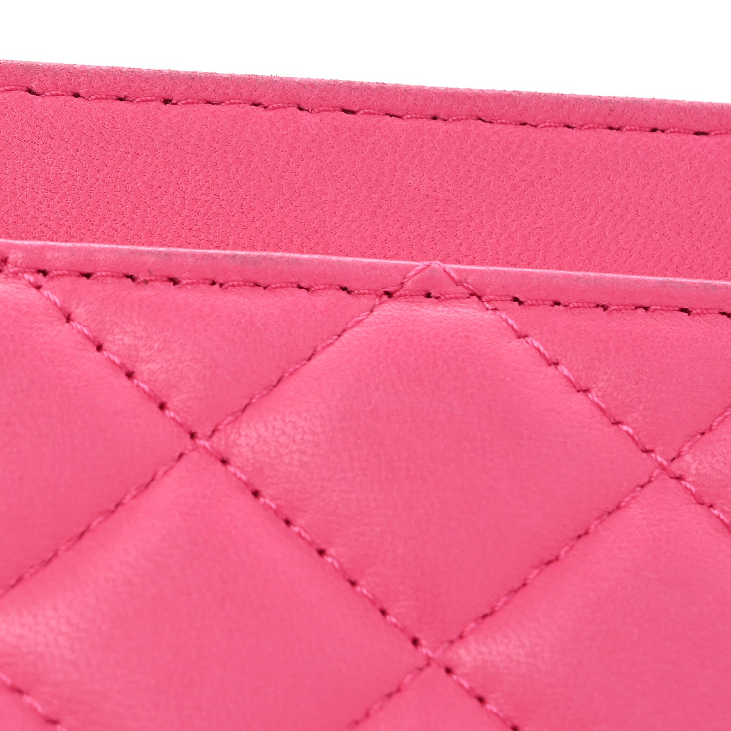 Chanel Lambskin Quilted Card Holder Wallet Dark Pink 10 of 10