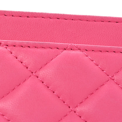 Chanel Lambskin Quilted Card Holder Wallet Dark Pink 10 of 10